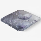 Paarse kosmos en dauwdruppels papieren bordje (Gebogen)