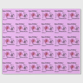 Paarse Kosmos Flower 40 en Fabulous Birthday Cadeaupapier (Vlak)