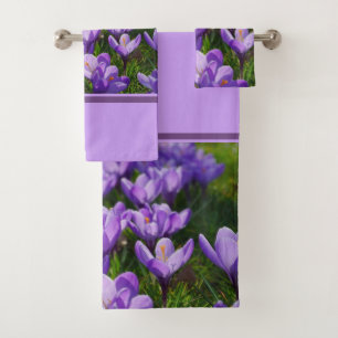 Paarse Krokus Bloem Bad Handdoek