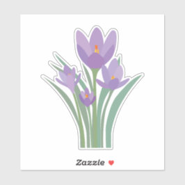 Paarse Krokus Bloem Sticker