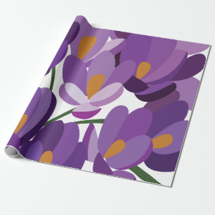 Paarse Krokus Bloemen Cadeaupapier