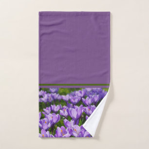 Paarse krokus lente stijl badkamer handdoek