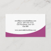 Paarse kromme en witte druk visitekaartje (Achterkant)