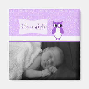 Paarse kronkel met Retro Circles Nieuwe baby foto Magneet