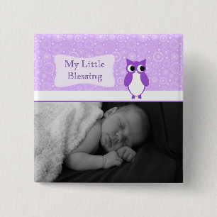 Paarse kronkel met Retro Circles Nieuwe baby foto Vierkante Button 5,1 Cm