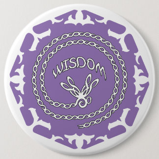 Paarse Kroon Chakra "Wisdom" Libel Witte Achtergro Ronde Button 6,0 Cm