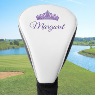 Paarse Kroon en Aangepaste Naam Mooie Golfheadcover