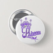 Paarse kroonprinses ronde button 5,7 cm (Voorkant /achterkant)