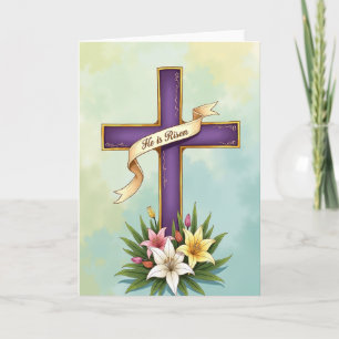 Paarse Kruis Bloemensegenkaart Kaart