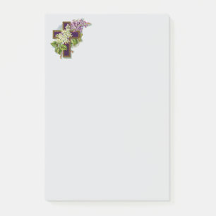 Paarse Kruis En Bloemen Post-it® Notes