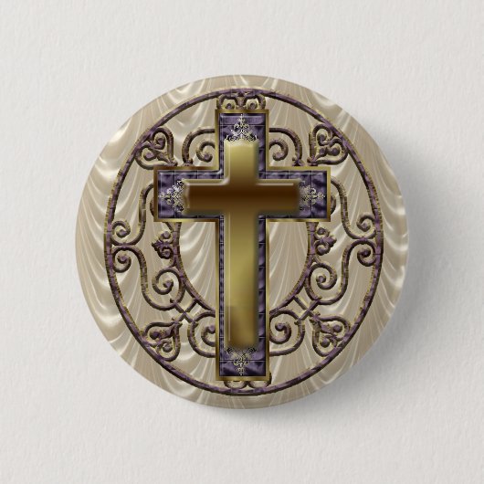 Paarse kruisButton Ronde Button 5,7 Cm (Voorkant)