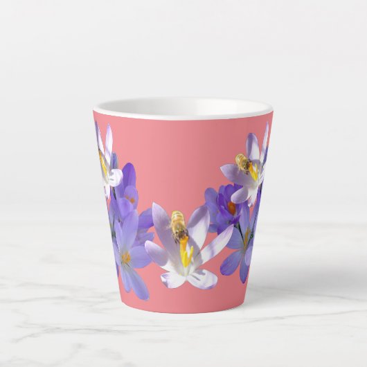 Paarse kruisingen met roze bijenroze latte Mok (Voorkant)