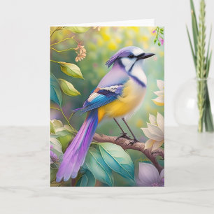 Paarse KuifJay Fantasie Vogel Kaart