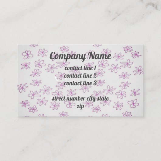 paarse kunst met schattige bloemen, op maat, dubbe visitekaartje (Achterkant)