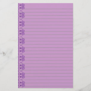 Paarse kunstgebitserij met deklaag briefpapier