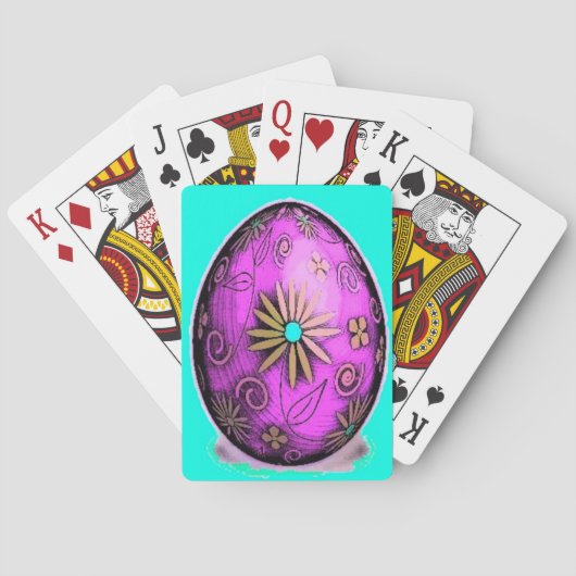 Paarse kwarteleieren pokerkaarten (Achterkant)