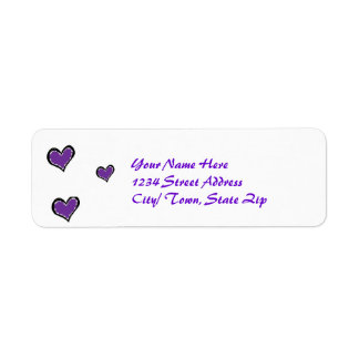 paarse labels voor het retouradres