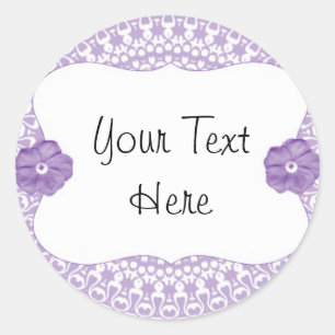Paarse Lace Flower Cup cake Toppers/Labels/Sticker Ronde Sticker