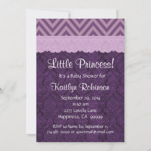 Paarse Lace Little Princess Girl Baby shower S21C Kaart