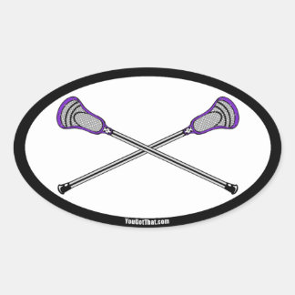 Paarse Lacrosse Sticks Ovale Sticker