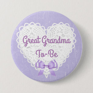 Paarse Lacy Great Grandma-To-Be Baby shower Button