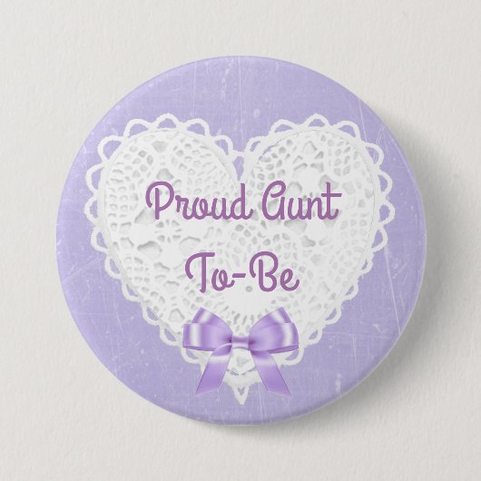 Paarse Lacy Trotse Tante-to-Be Baby shower Button (Voorkant)