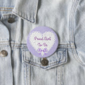 Paarse Lacy Trotse Tante-to-Be Baby shower Button (In situ)
