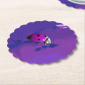 Paarse Ladybug Kartonnen Onderzetters (Gekanteld)