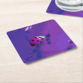 Paarse Ladybug Vierkante Kartonnen Onderzetter (Schuin)