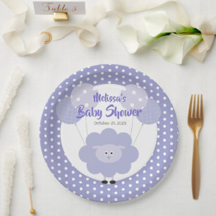 Paarse Lam Baby shower Schattige Modern Eenvoudig  Papieren Bordje