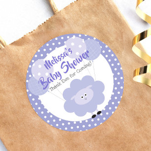 Paarse Lam Schattige Moderne Baby Shower Bedankt O Ronde Sticker