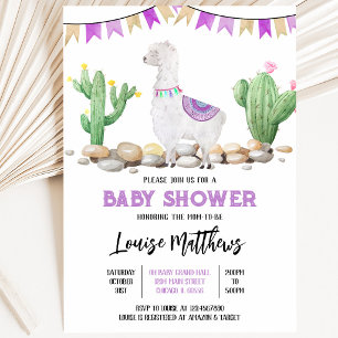Paarse Lama Baby Shower Kaart