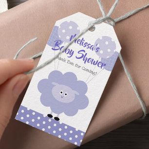 Paarse Lamb Geslachtsneutraal Baby shower Schattig Cadeaulabel