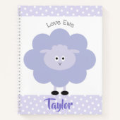 Paarse Lamb Love Ewe Custom Name Script Schattige  Notitieboek (Voorkant)