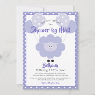Paarse Lammetje Baby Shower Geslacht Neutraal Cute Kaart