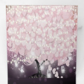 Paarse lampjes Blush roze hartwrijving Drieluik Uitnodiging (Binnenzijde eerst)