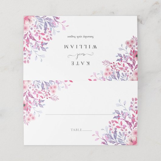 Paarse land Wildbloemen bloemenbruiloft (Buitenkant ongevouwen)