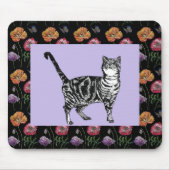 Paarse Lapjeskat bloempatroon Muismat bloem (Voorkant)