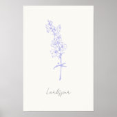 Paarse Larkspur Bloemen Hand getrokken Kunst Poster (Voorkant)