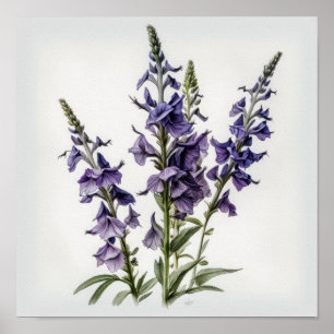 Paarse Larkspur Flower Art Print Poster