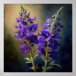 Paarse Larkspur Flower Art Print Poster