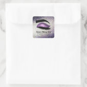 Paarse Lashes Eye Vierkante Sticker (Tas)