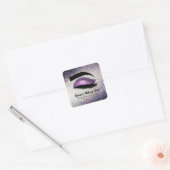Paarse Lashes Eye Vierkante Sticker (Envelop)
