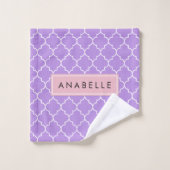 Paarse lattenwerk, Marokkaanse Trellis, Jouw naam Bad Handdoek (Wasdoekje)