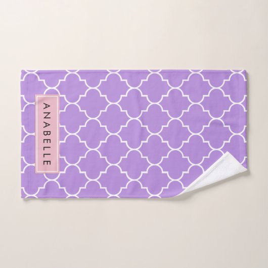 Paarse lattenwerk, Marokkaanse Trellis, Jouw naam Bad Handdoek (Handdoek)