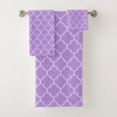 Paarse Latticework, Quatrefoil, Marokkaanse Trelli Bad Handdoek (Insitu)