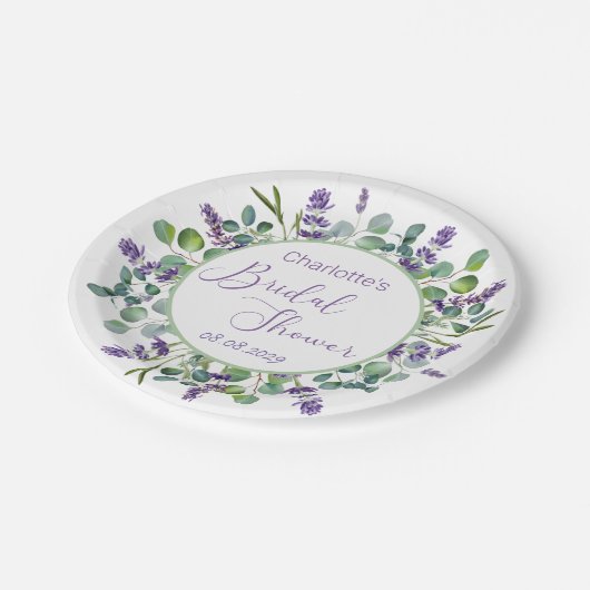 Paarse lavendebloemen Eucalyptus Foliage Papier P Papieren Bordje (Gekanteld)