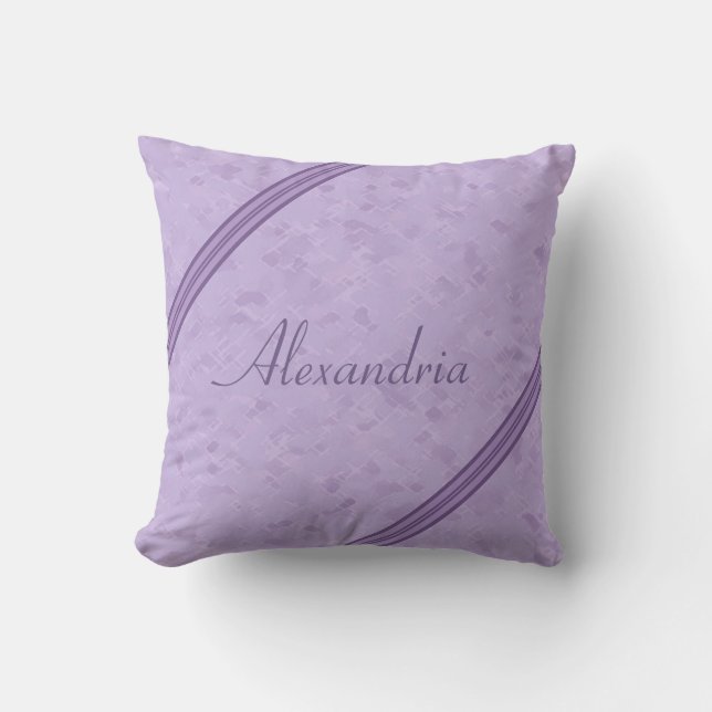 Paarse lavendel aangepaste gestreepte monogram kussen (Voorkant)