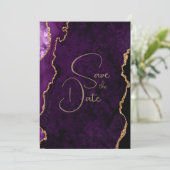 Paarse Lavendel Agaat Bruiloft Save the Date Kaart (Staand voorkant)