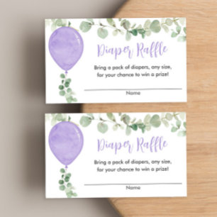 Paarse lavendel ballonvaarder baby shower diapertr informatiekaartje